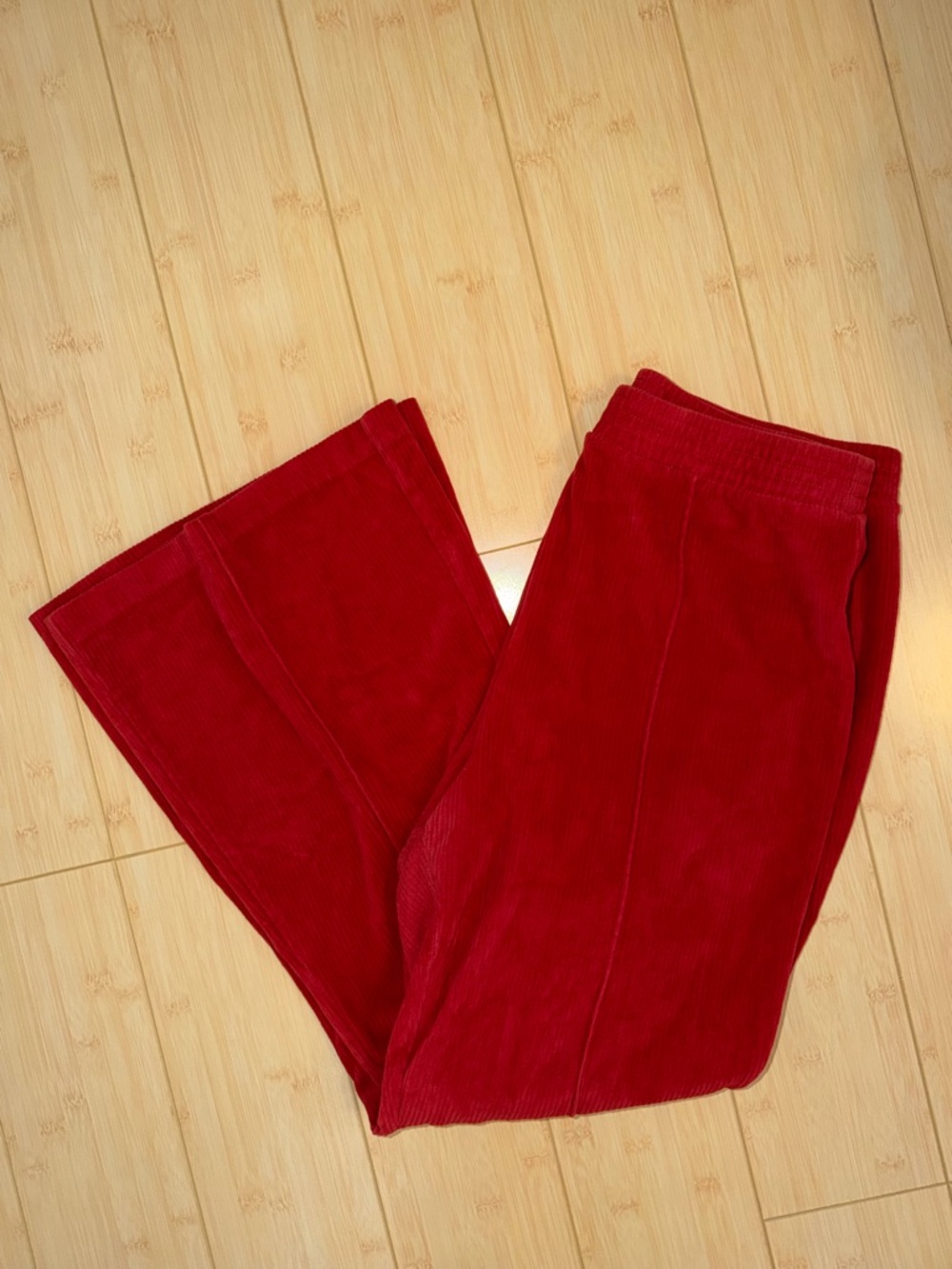 Aerie Groove On Ribbed High Waisted Velour Flare Pant